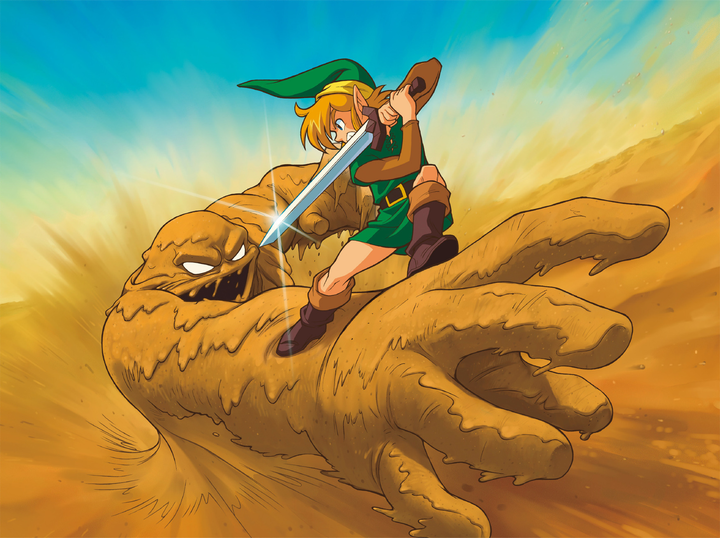 Link combattant un Geldarm  (Artwork - Illustrations (Game Boy Advance) - A Link to the Past)