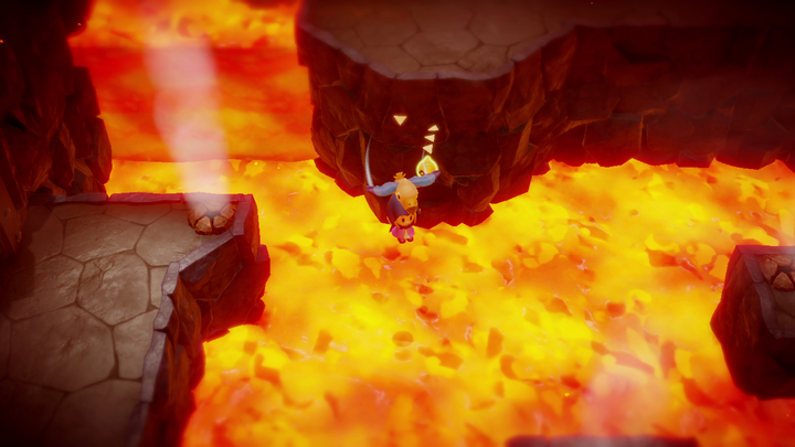 Zelda planant à l'aide d'un vautour au-dessus de la lave (Screenshot - Screenshots du 18 juin 2024- Echoes of Wisdom)