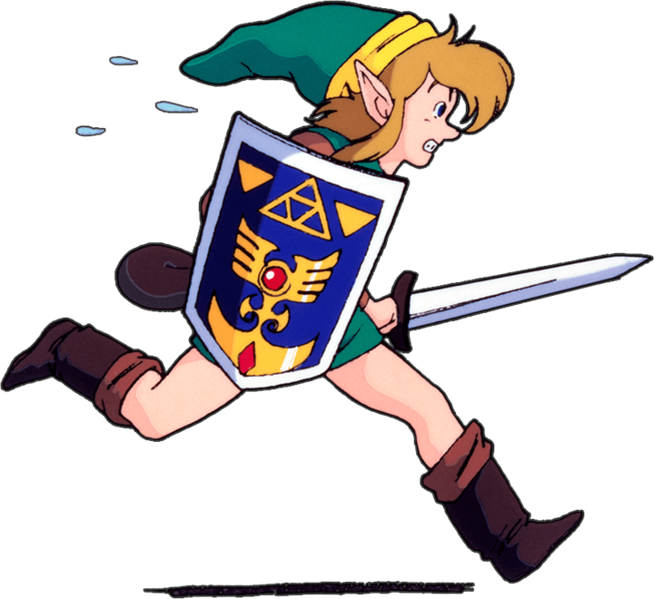 Link courant avec les bottes de Pégase (Artwork - Personnages - Link’s Awakening)