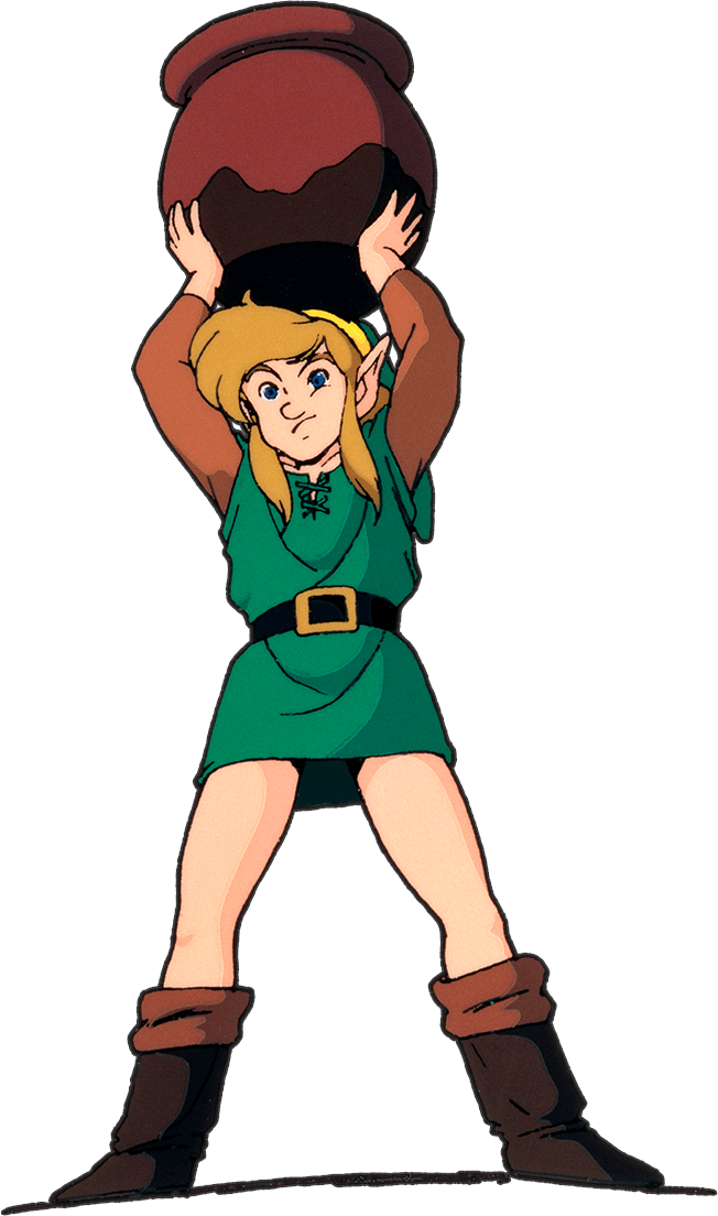 Link lançant un pot (Artwork - Personnages - Link’s Awakening)