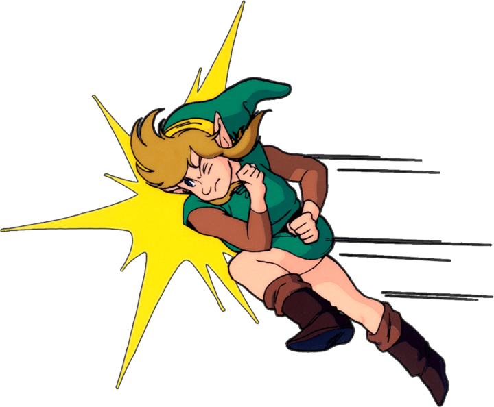 Link fonçant contre un obstable (Artwork - Personnages - Link’s Awakening)