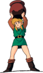 Link lançant un pot
