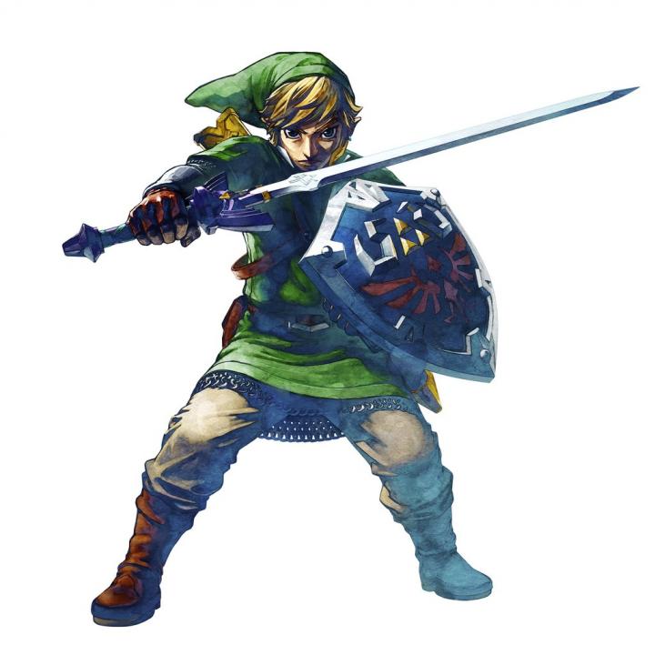 Link préparant à recevoir une attaque (Artwork - Link - Skyward Sword)