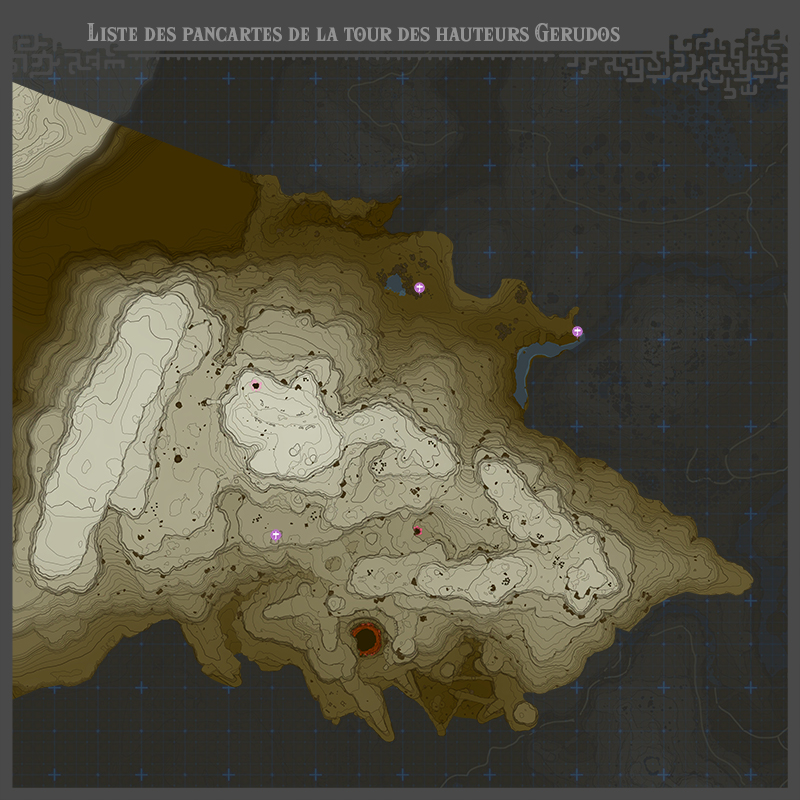 Carte des pancartes de Boulieh de la Tour des hauteurs Gerudos