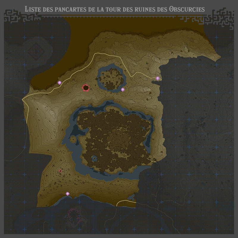 Carte des pancartes de Boulieh de la Tour des ruines des Obscurcies